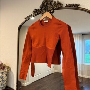 Aritzia Cropped Knit Long-Sleeve Top